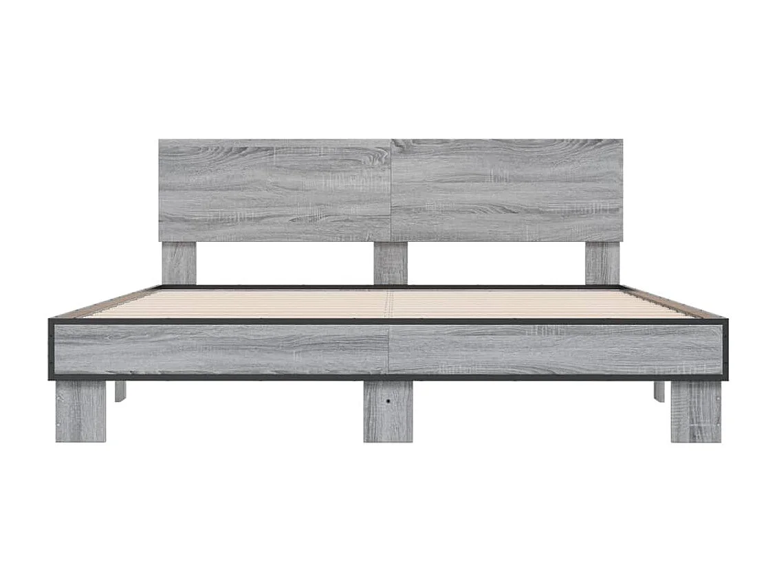 Lit double sonoma gris 150x200 cm bois d'ingénierie et métal FR21196