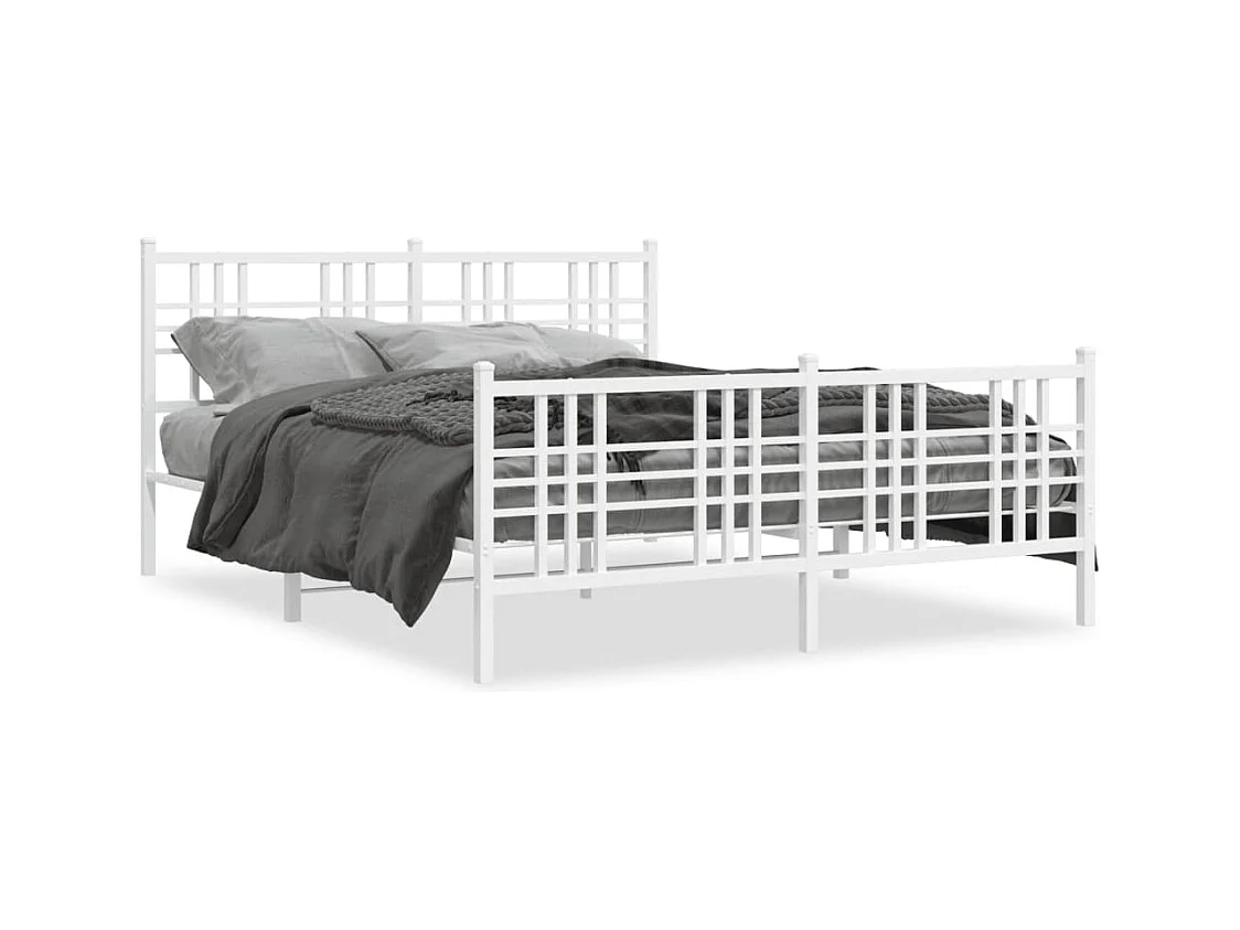 Bedframe met hoofd- en voeteneinde metaal wit 150x200 cm BE673628