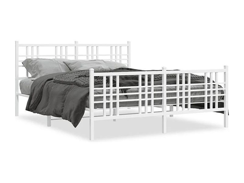 Bedframe met hoofd- en voeteneinde metaal wit 150x200 cm BE673628
