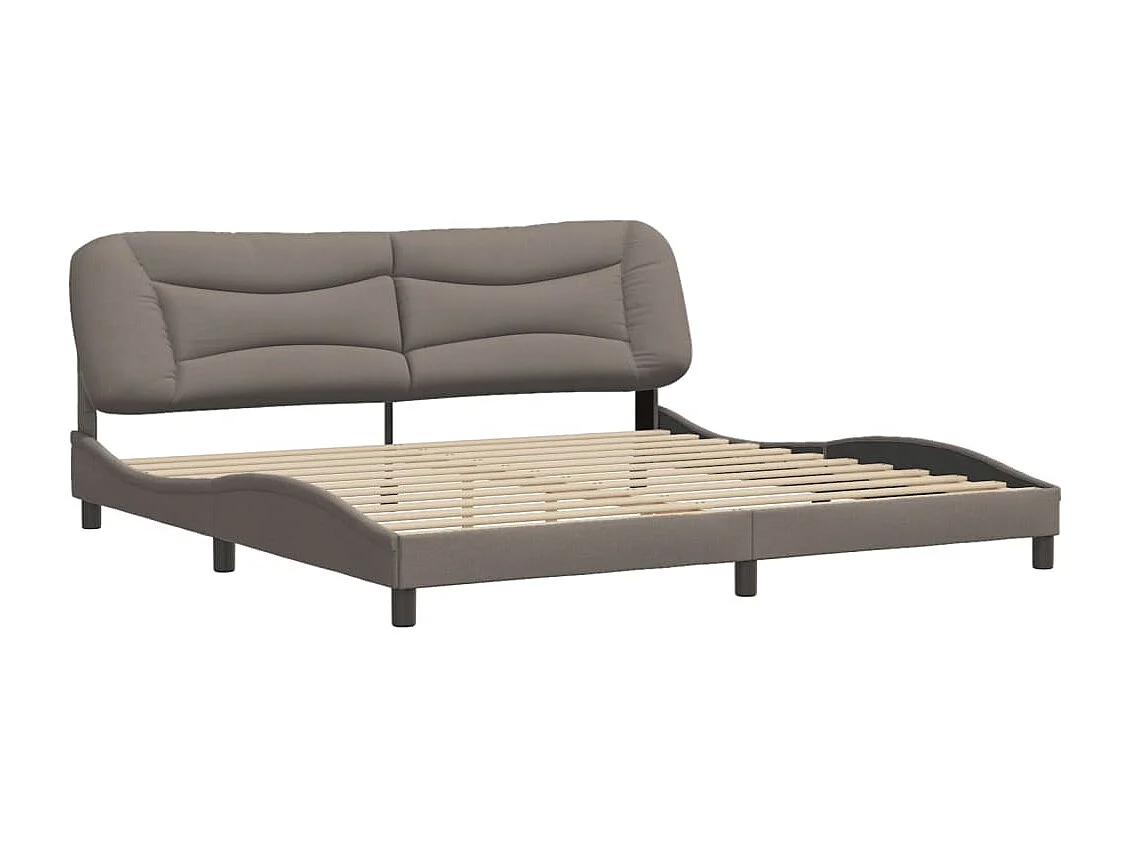 Lit double + tête de lit Taupe 200x200 cm Tissu FR39143