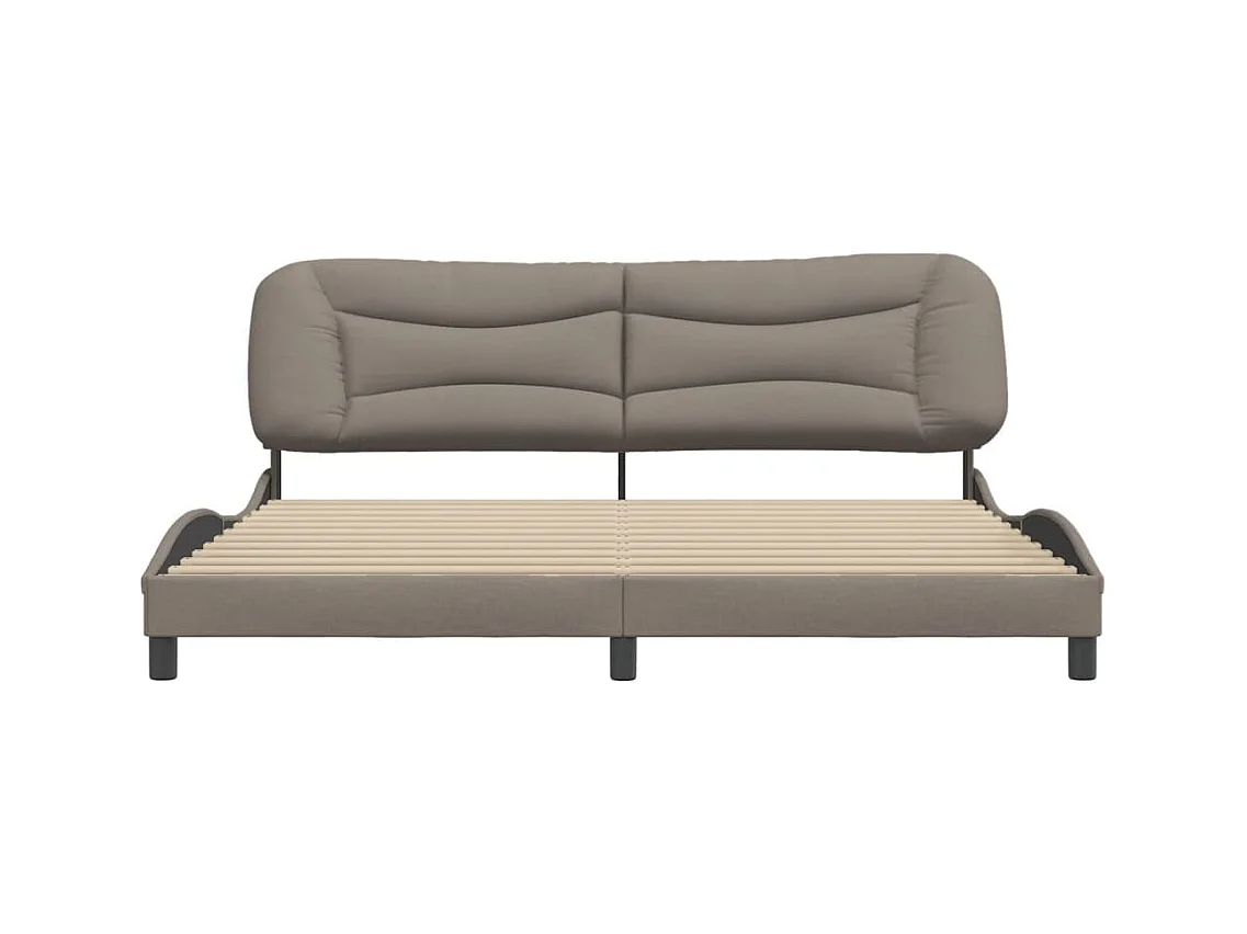 Cama matrimonial- 200x200 cm con cabecero de tela gris taupe ES338001