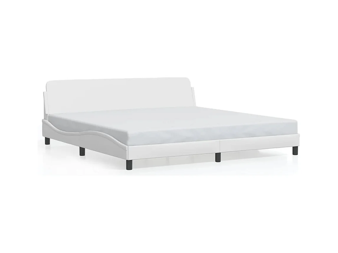 Lit double + tête de lit Blanc 200x200 cm Similicuir FR12201