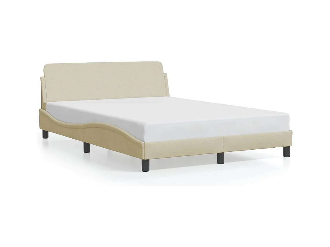Lit double + tête de lit Crème 120x200 cm Tissu FR74739