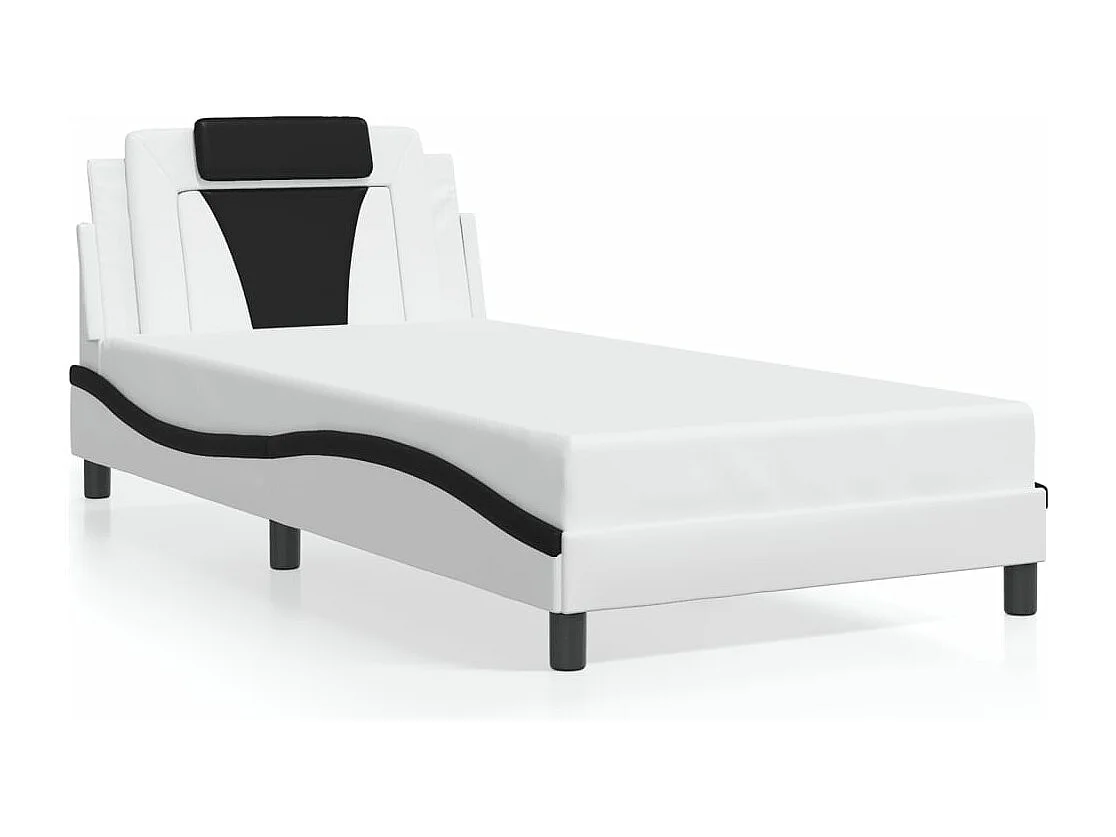 Lit simple avec lumières LED blanc noir 100x200 cm similicuir FR65382
