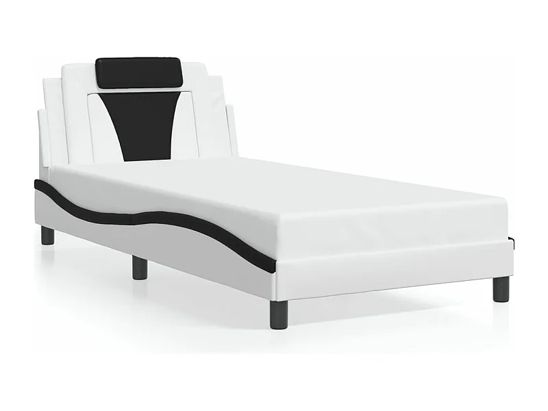 Bedframe met LED-verlichting kunstleer wit en zwart 100x200 cm BE740426