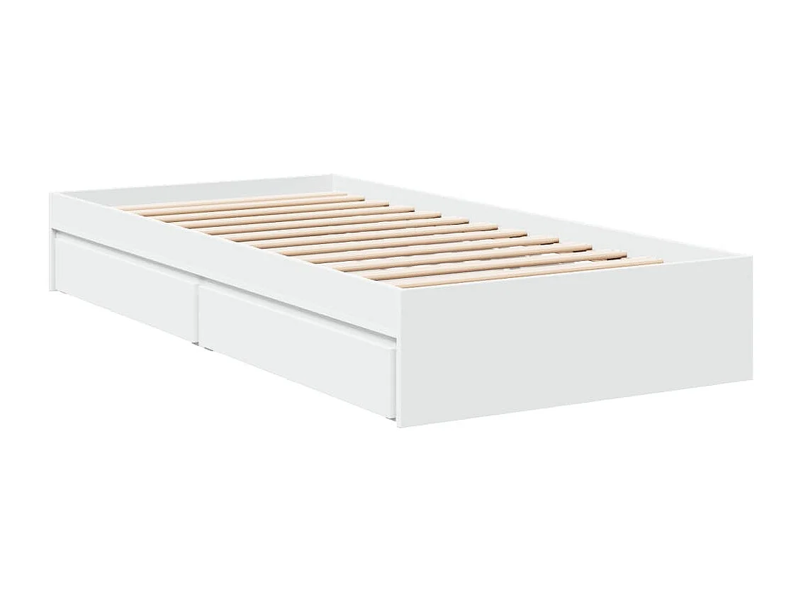 Lit simple avec tiroirs blanc 75x190 cm bois d'ingénierie FR40757