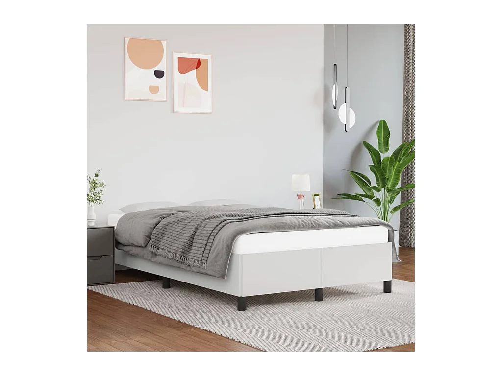 Lit double Blanc 120x200 cm Similicuir FR79421
