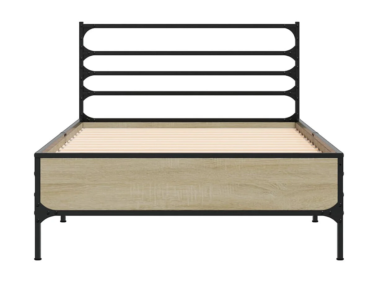 Lit simple chêne sonoma 90x190 cm bois d'ingénierie et métal FR55995