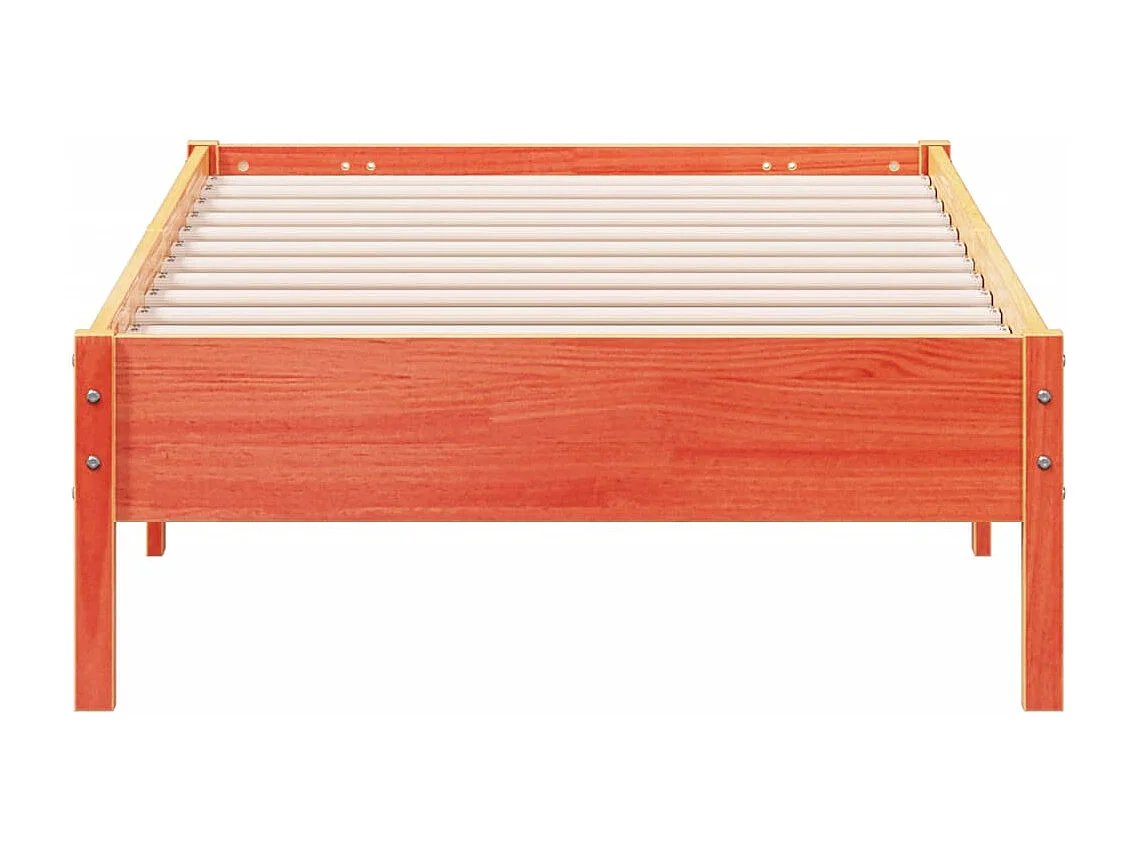 Lit simple cire marron 90x190 cm bois de pin massif FR42776