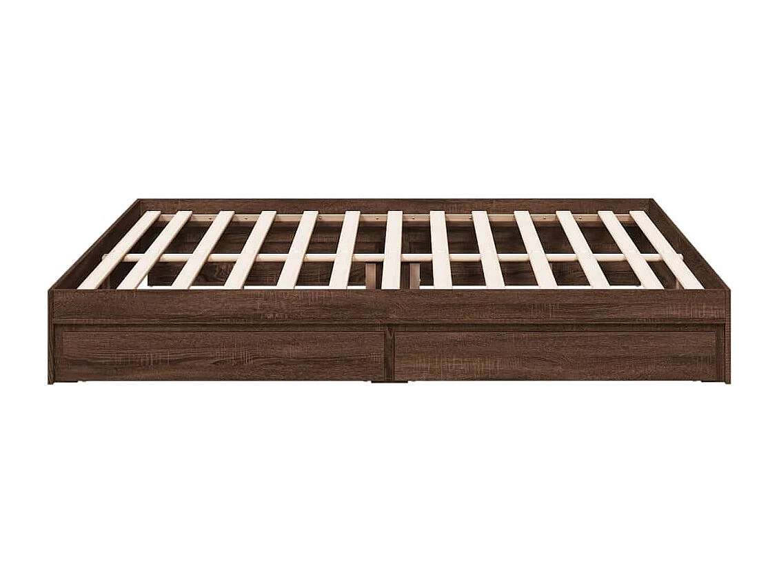Lit double avec tiroirs chêne marron 200x200 cm FR50655