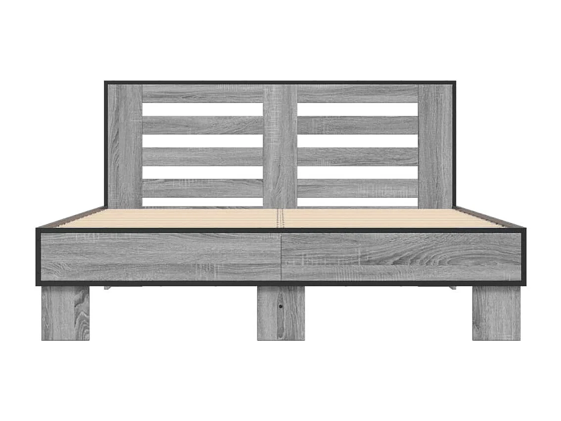 Lit double sonoma gris 135x190 cm bois d'ingénierie et métal FR49920