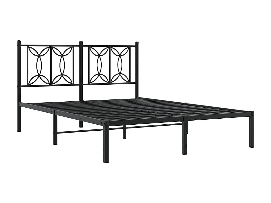 Lit double métal + tête de lit noir 140x190 cm FR17819