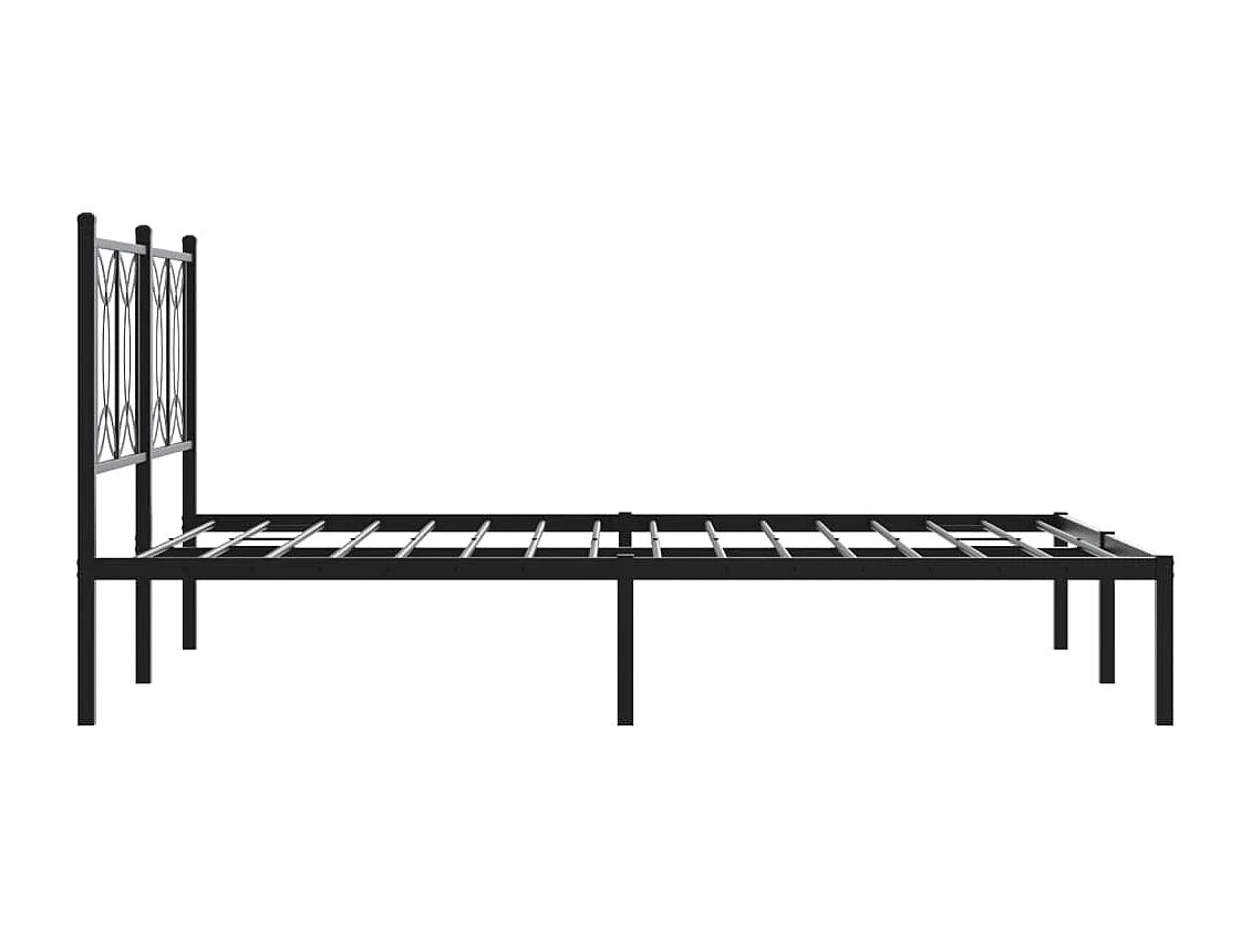 Lit double métal + tête de lit noir 140x190 cm FR17819