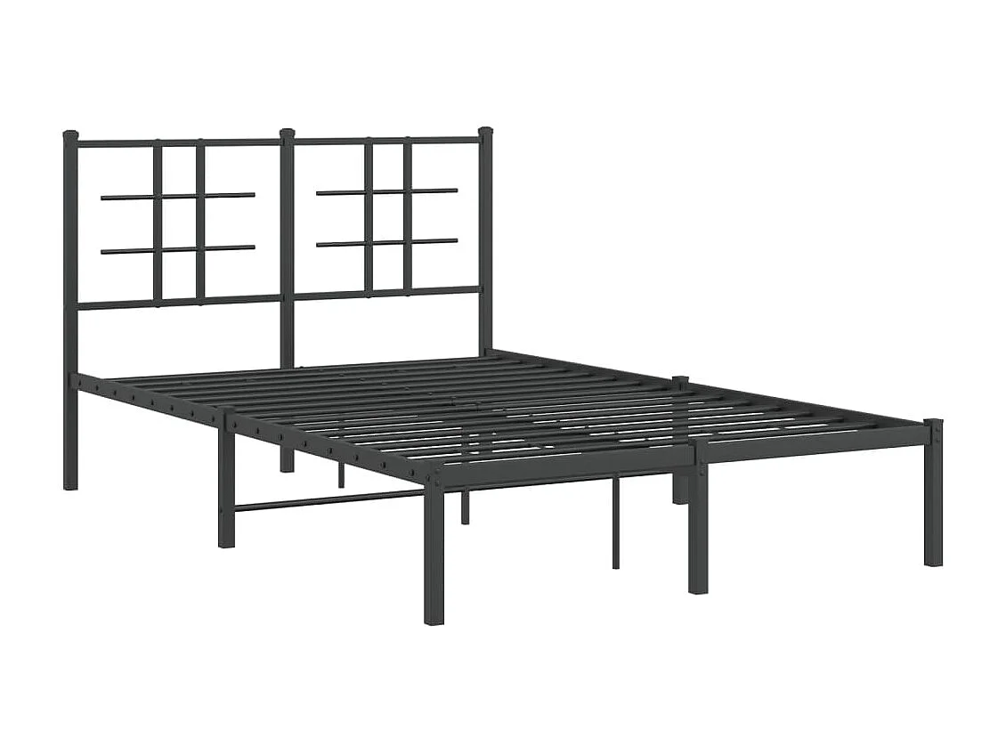 Lit double métal + tête de lit noir 120x200 cm FR17663