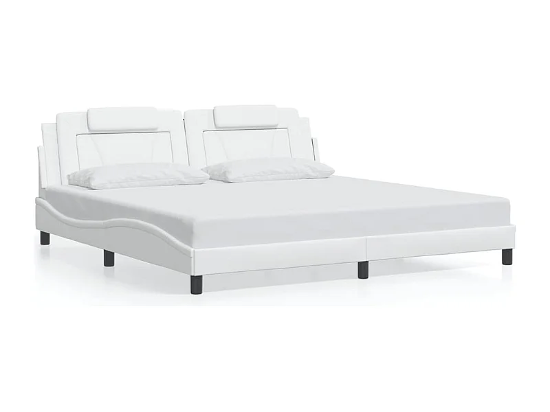 Bedframe met hoofdbord kunstleer wit 200x200 cm BE349919