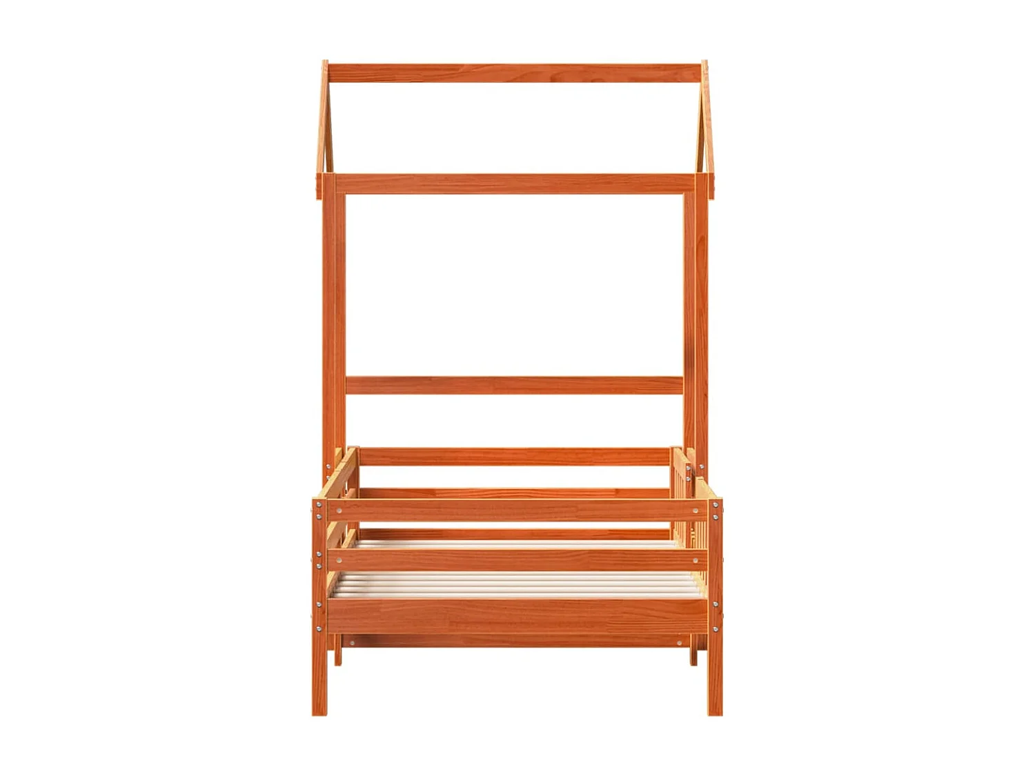 Lit simple avec toit cire marron 90x190 cm bois massif de pin FR61514