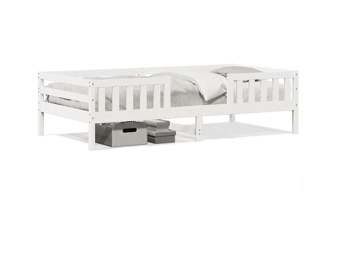 Lit simple blanc 90x200 cm bois de pin massif FR74973