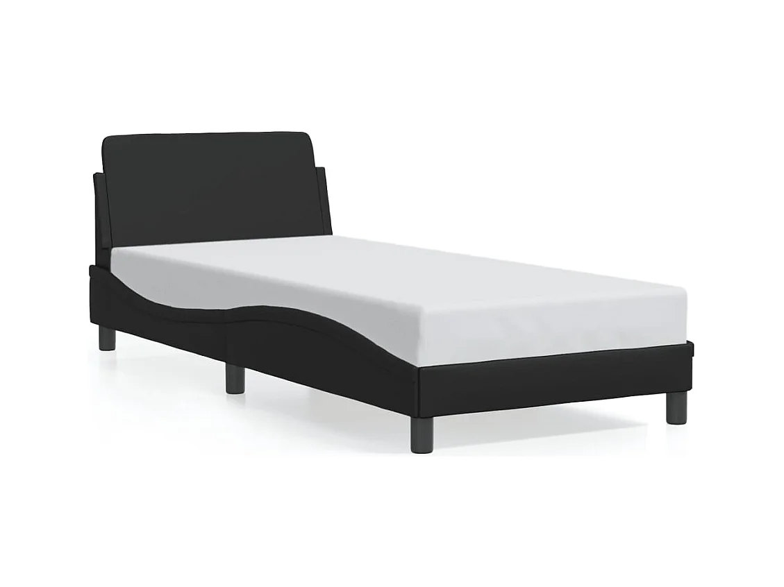 Lit simple + tête de lit Noir 90x190 cm Similicuir FR31699