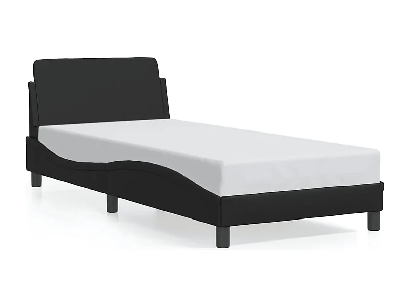 Bedframe met hoofdbord kunstleer zwart 90x190 cm BE343150
