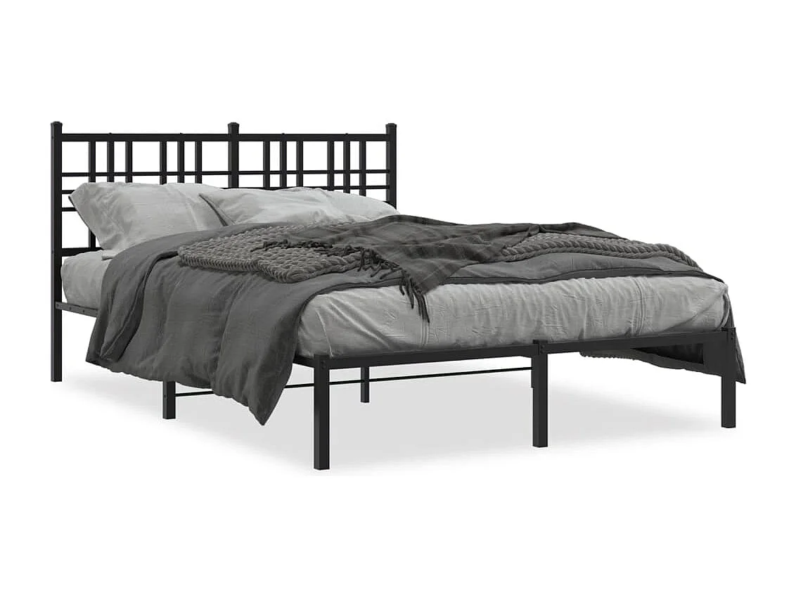 Cama matrimonial- 135x190 cm con cabecero metal negro ES864617