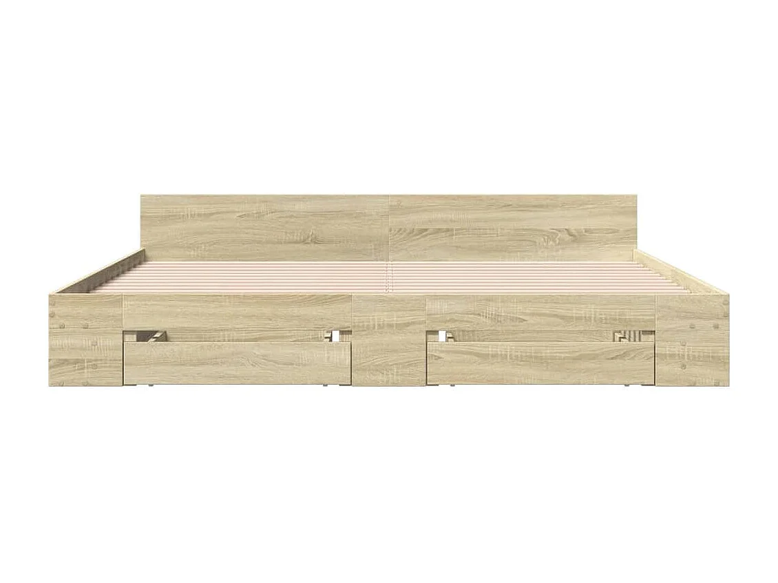 Lit double avec tiroirs chêne sonoma 200x200 cm FR10206