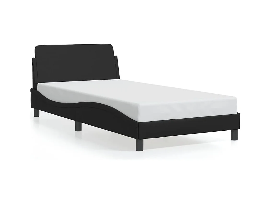 Lit simple + tête de lit Noir 100x200 cm Similicuir FR44348