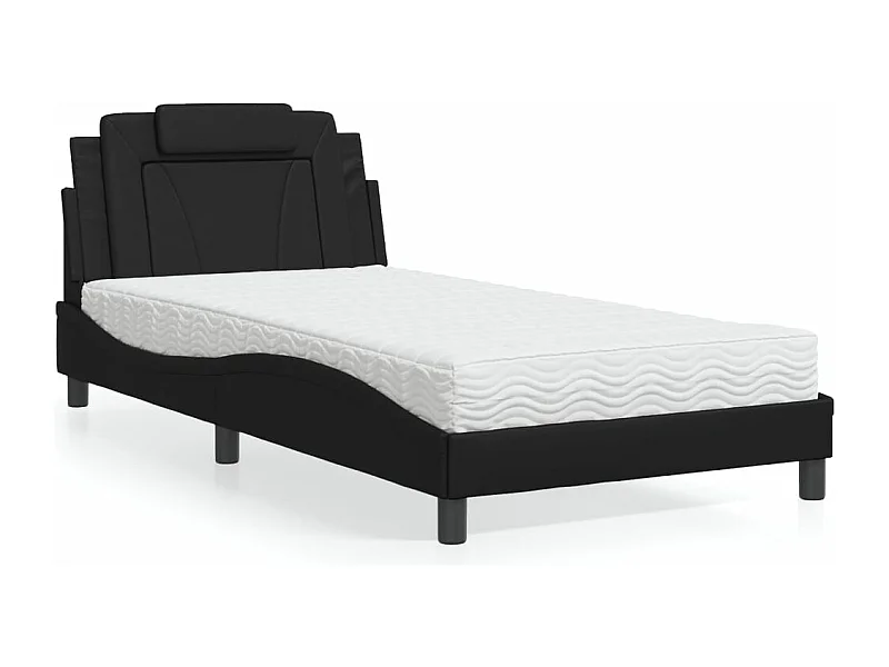Cama 100x200 cm con colchón cuero sintético negro ES331229