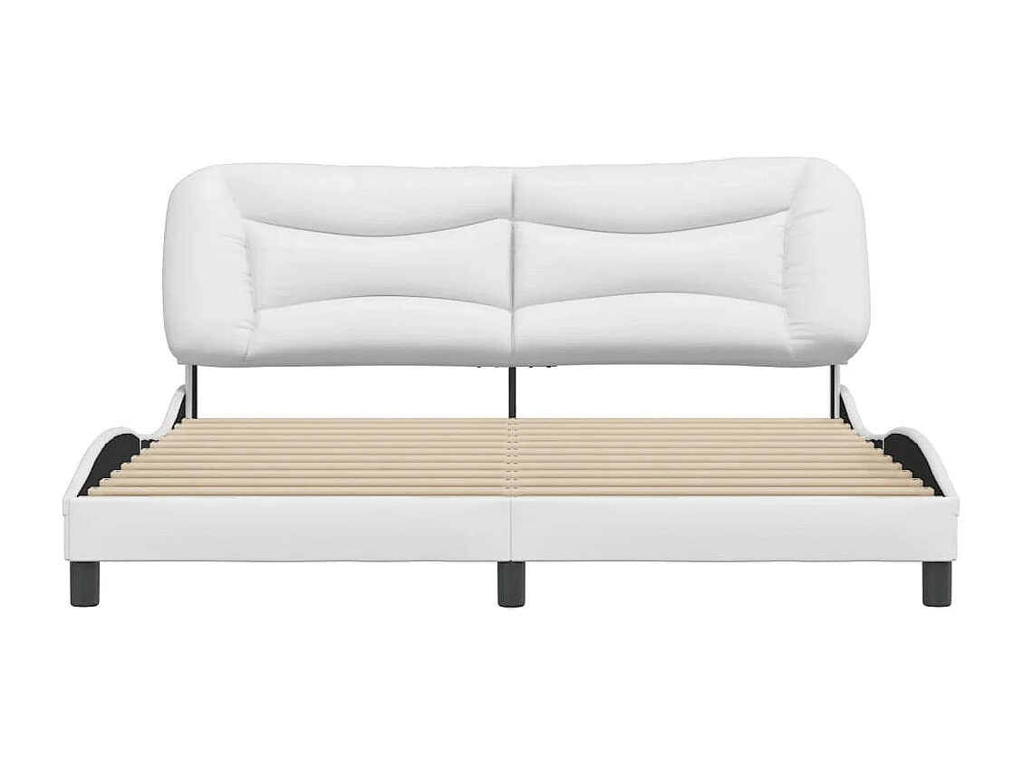 Lit double + tête de lit Blanc 180x200 cm Similicuir FR63769