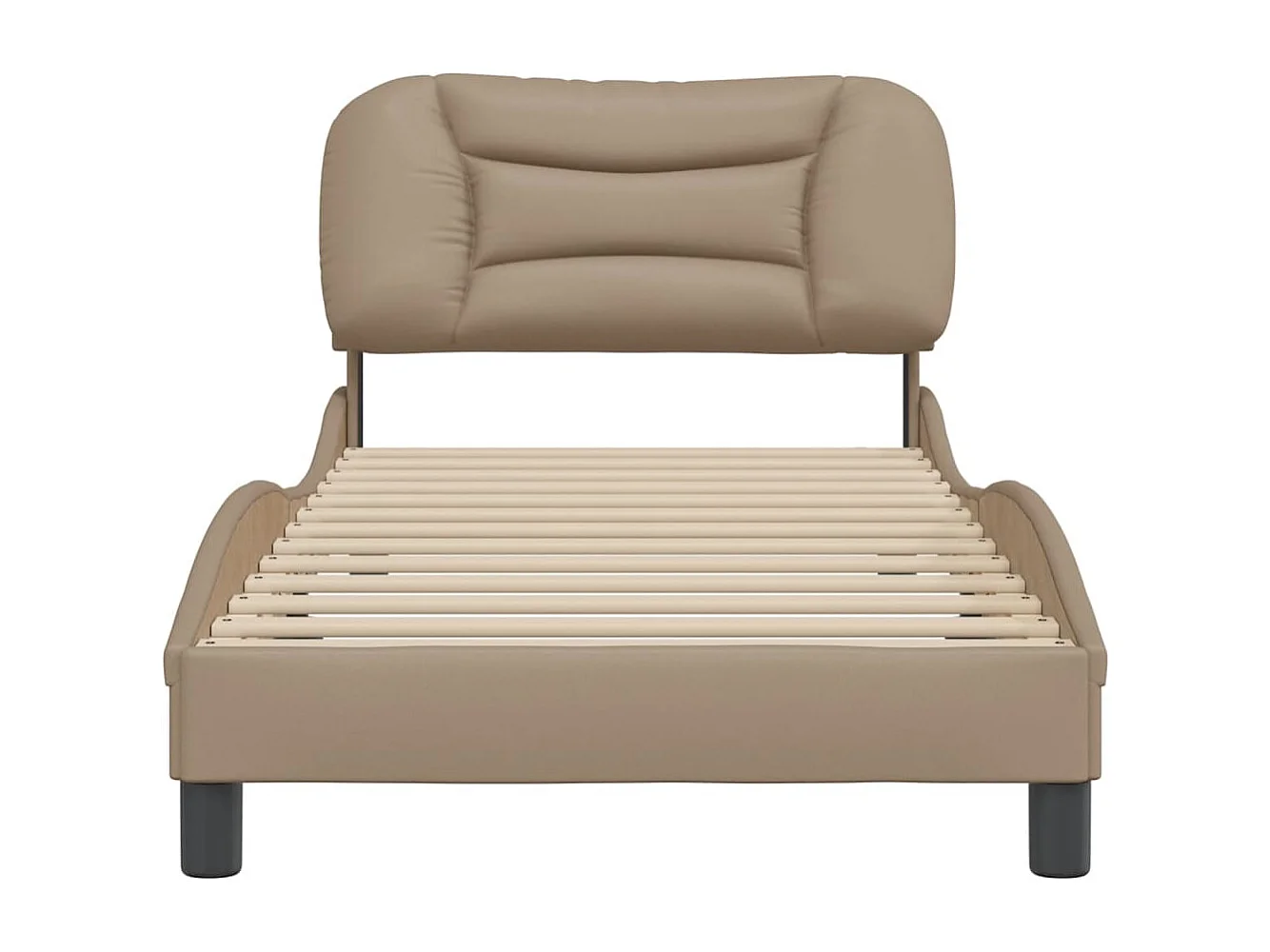 Lit simple + tête de lit Cappuccino 90x190 cm Similicuir FR62143