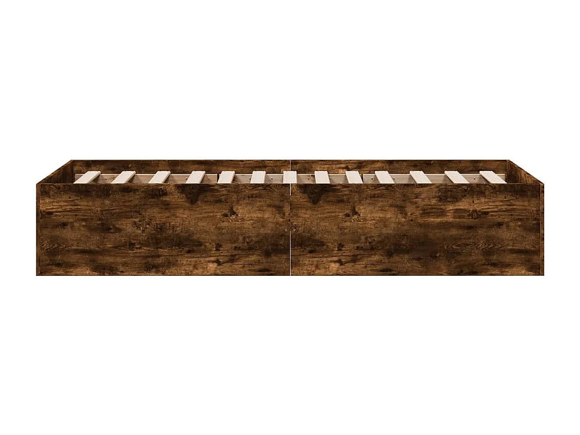 Lit simple chêne fumé 100x200 cm bois d'ingénierie FR27402