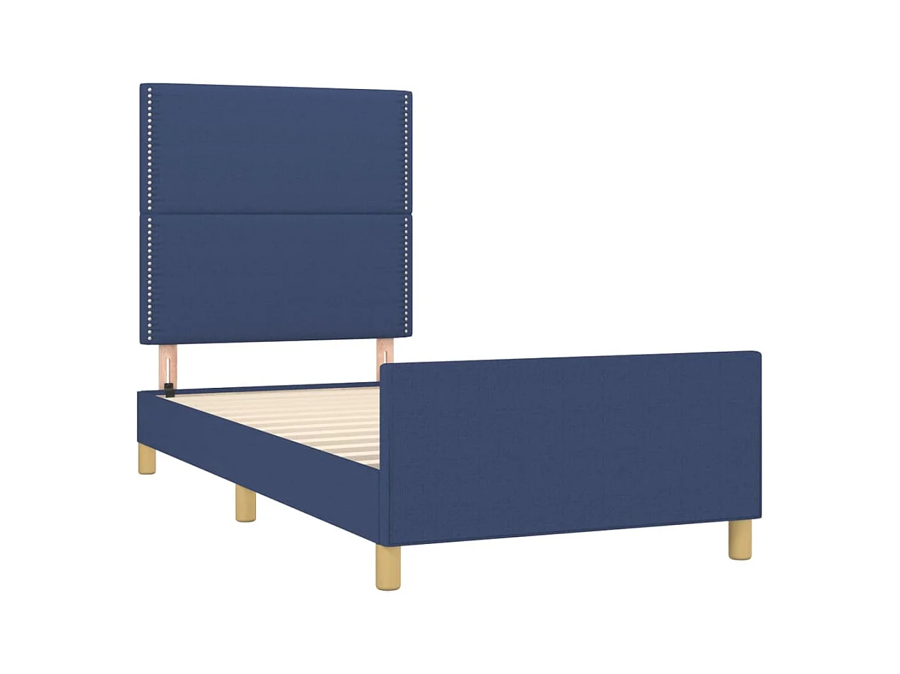 Lit simple + tête de lit Bleu 90x190 cm Tissu FR41563