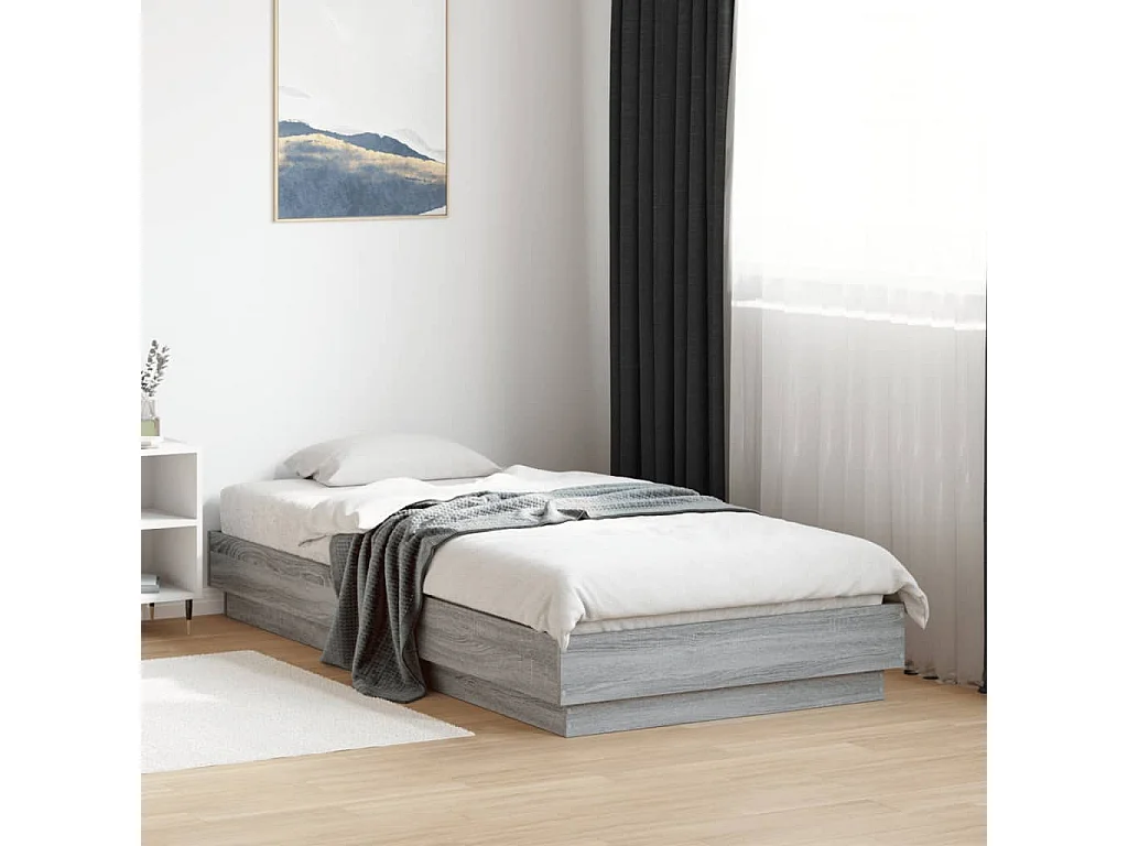 Lit simple avec lumières LED sonoma gris 75x190 cm FR30558