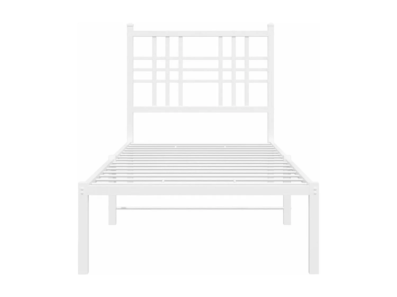 Lit simple métal + tête de lit blanc 75x190 cm FR96483