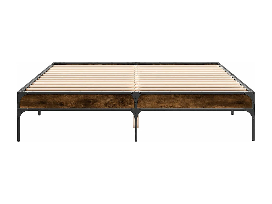 Cama 150x200cm - madera ingeniería metal roble ahumado ES662219