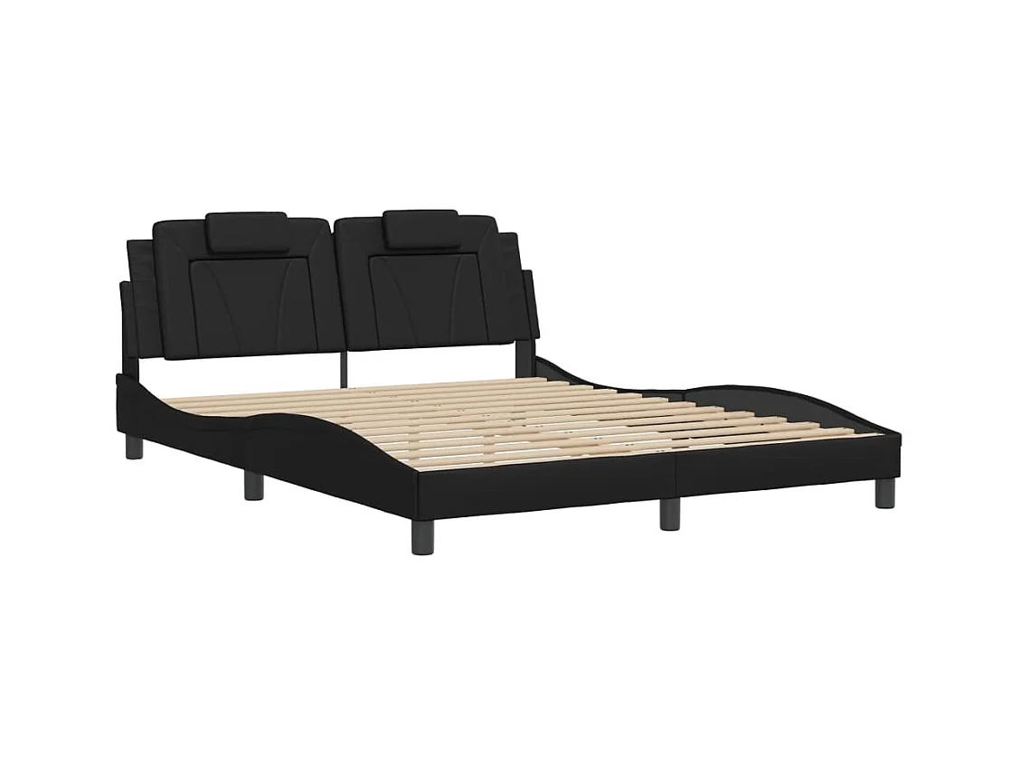 Lit double avec lumières LED noir 160x200 cm similicuir FR52646
