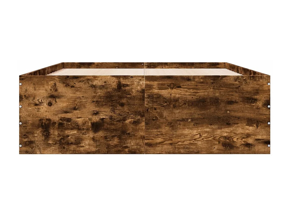 Lit double chêne fumé 140x200 cm bois d'ingénierie FR38590