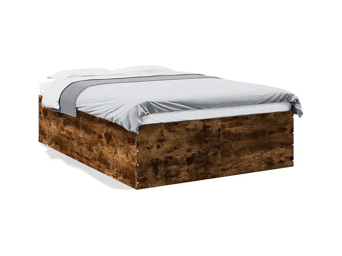 Cama matrimonial- 140x200cm madera de ingeniería roble ahumado ES562042