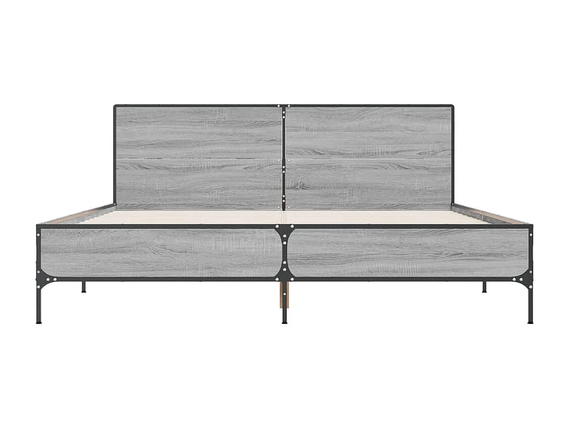 Bedframe bewerkt hout metaal grijs sonoma eiken 140x190 cm BE787969