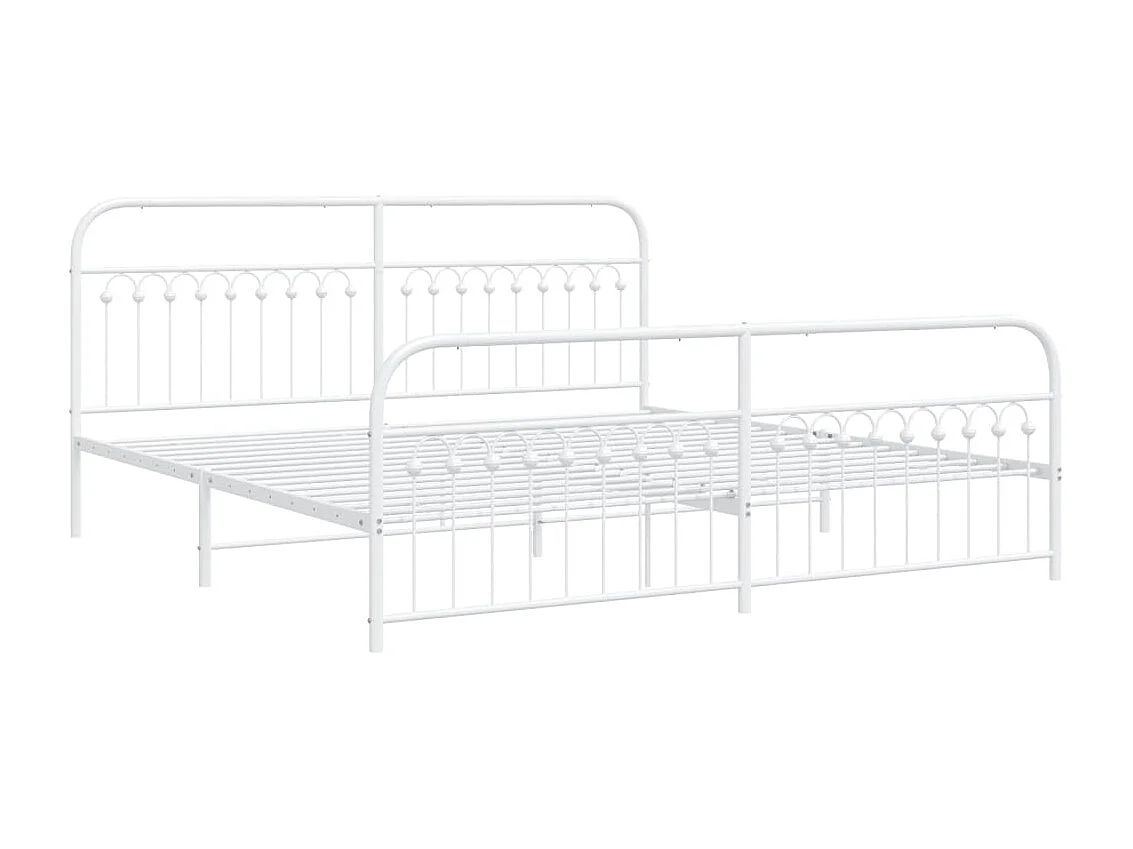 Lit double métal + tête de lit/pied de lit blanc 193x203cm FR87730