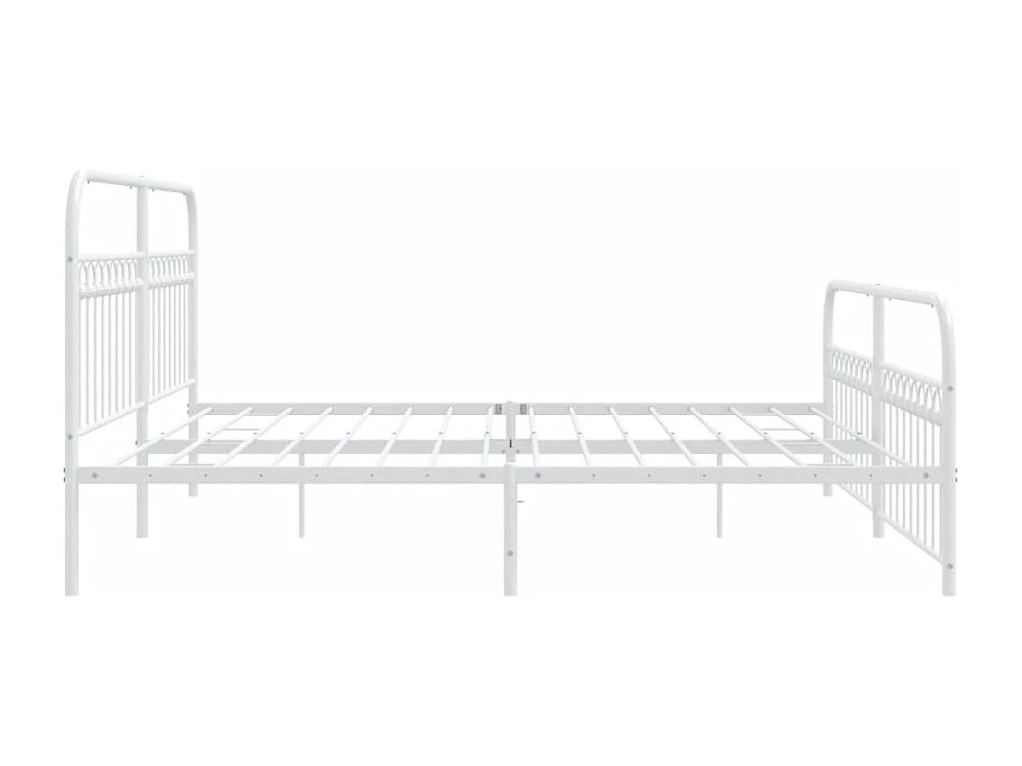 Lit double métal + tête de lit/pied de lit blanc 193x203cm FR87730