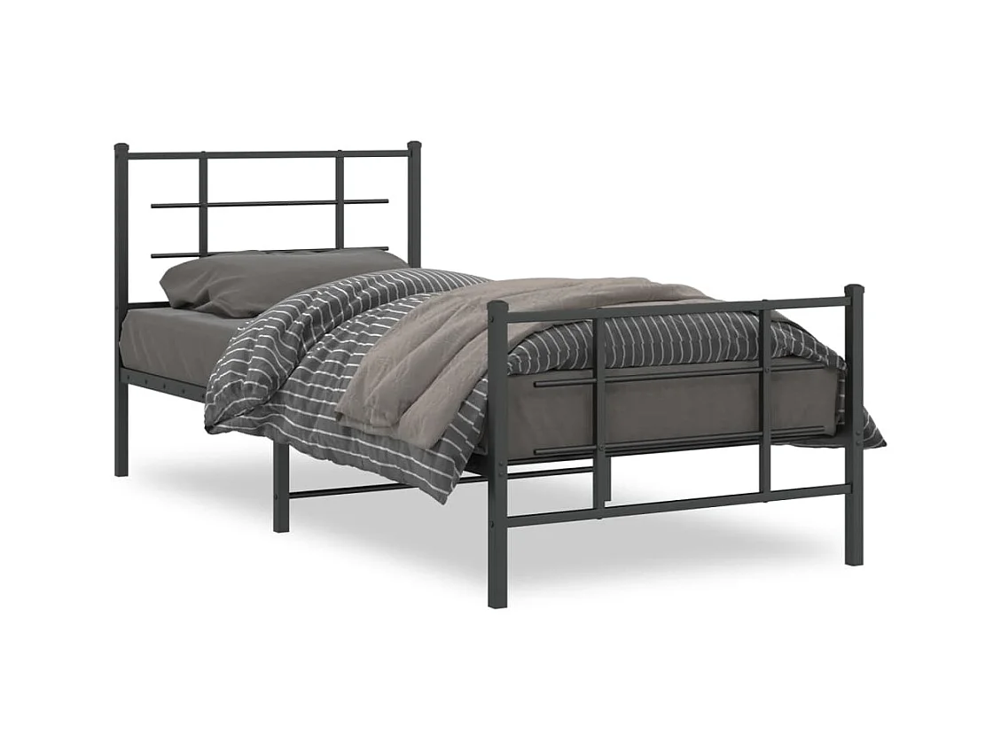 Bedframe met hoofd- en voeteneinde metaal zwart 90x200 cm BE468775
