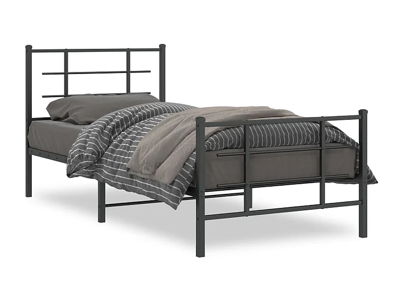 Bedframe met hoofd- en voeteneinde metaal zwart 90x200 cm BE468775