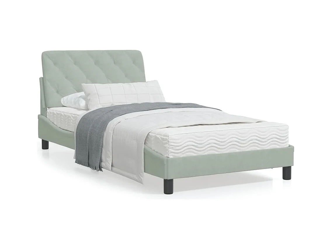 Bedframe met hoofdeinde fluweel lichtgrijs 100x200 cm BE486705