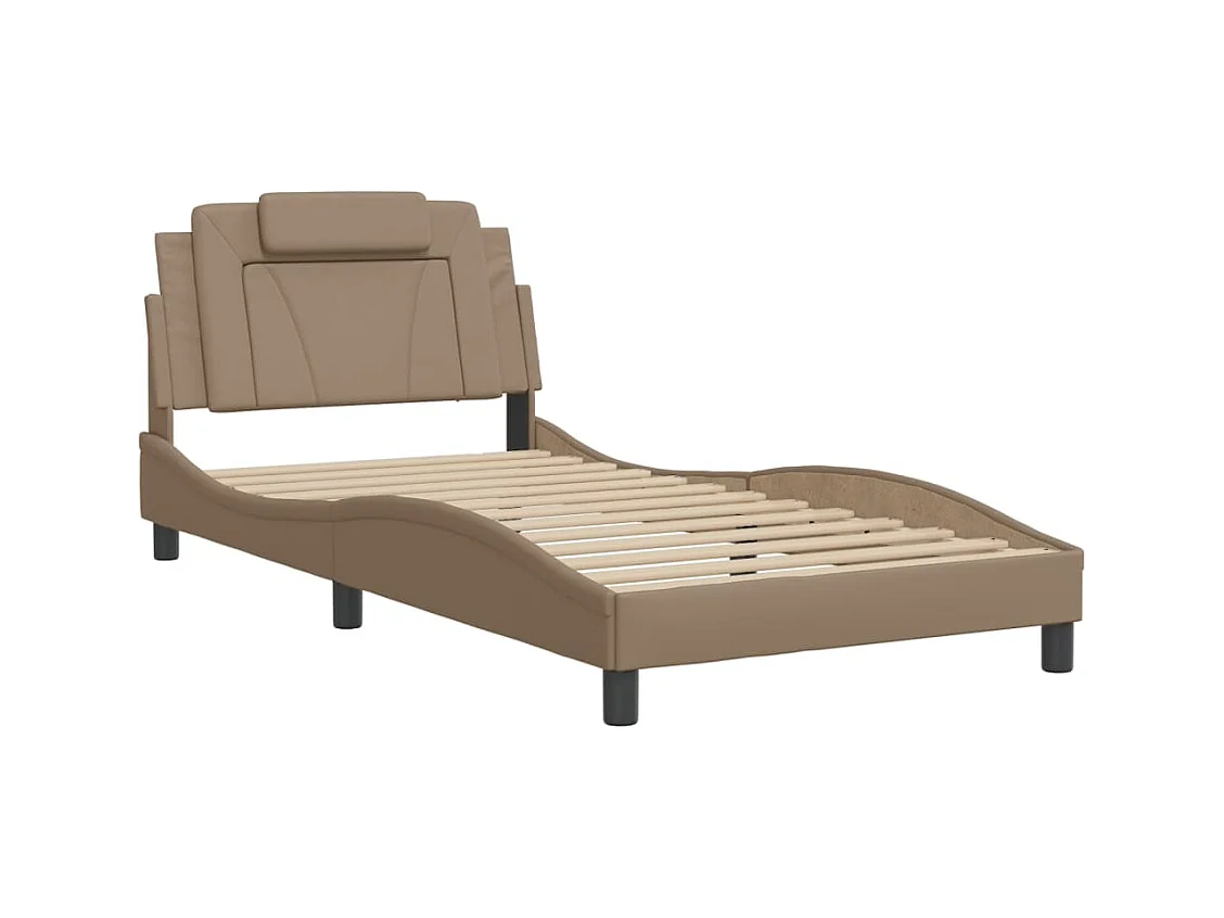Lit simple avec lumières LED cappuccino 100x200 cm similicuir FR74913