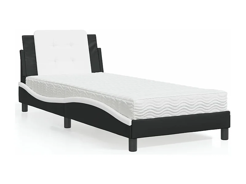 Cama com colchão 100x200 cm couro artificial preto e branco PT935270