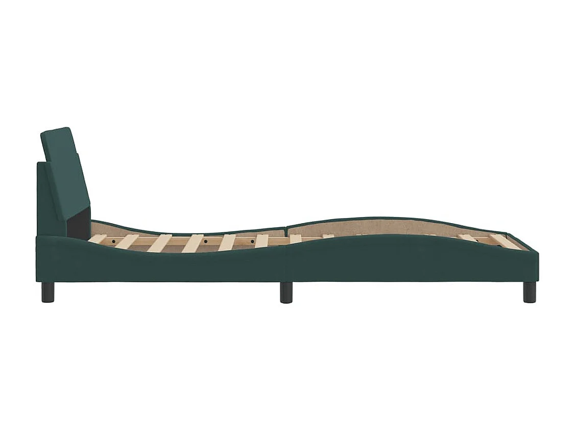 Lit simple + tête de lit Vert foncé 90x200 cm Velours FR59580