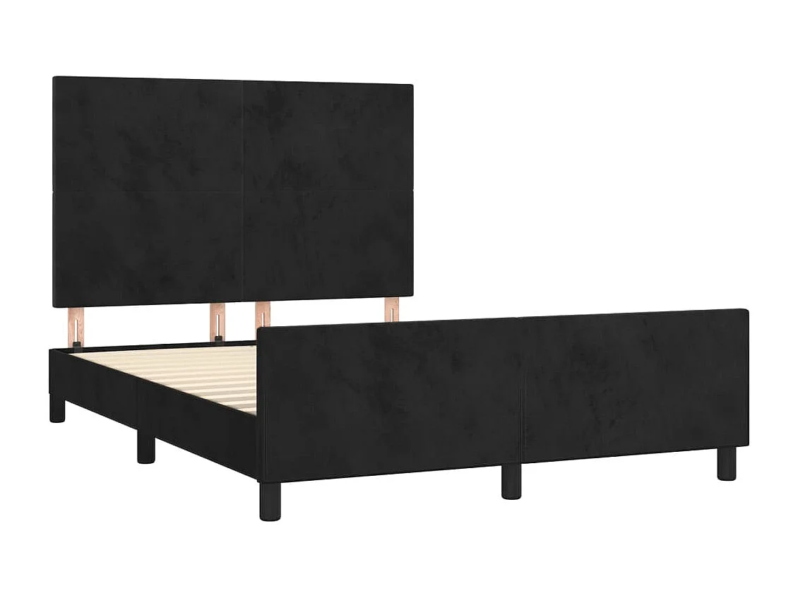 Cama c/ cabeceira 140x190 cm veludo preto PT588659