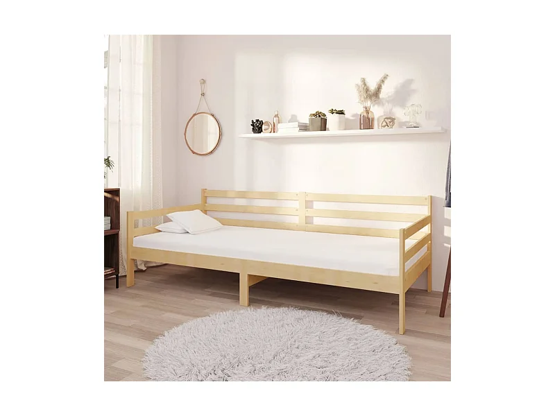 Sofá cama con colchón madera de pino maciza 90x200 cm ES418375