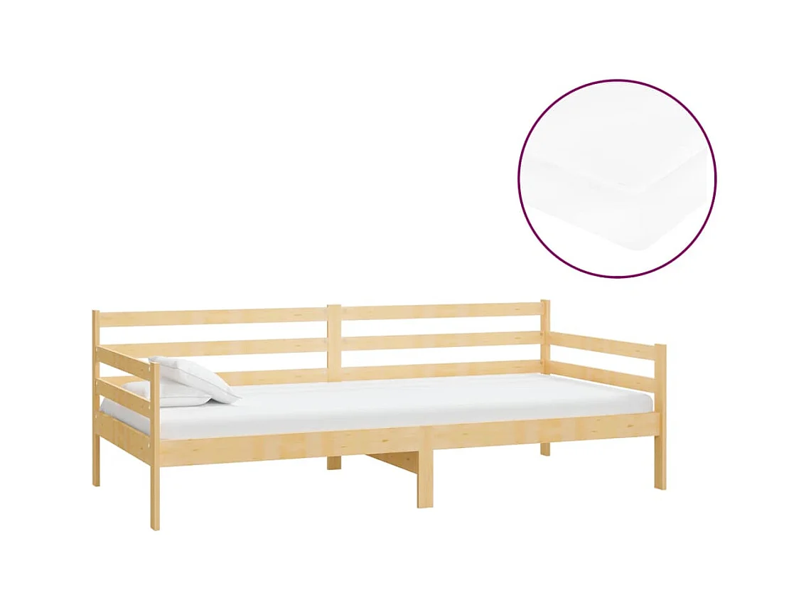 Lit de repos + matelas 90x200 cm Bois de pin massif FR29844