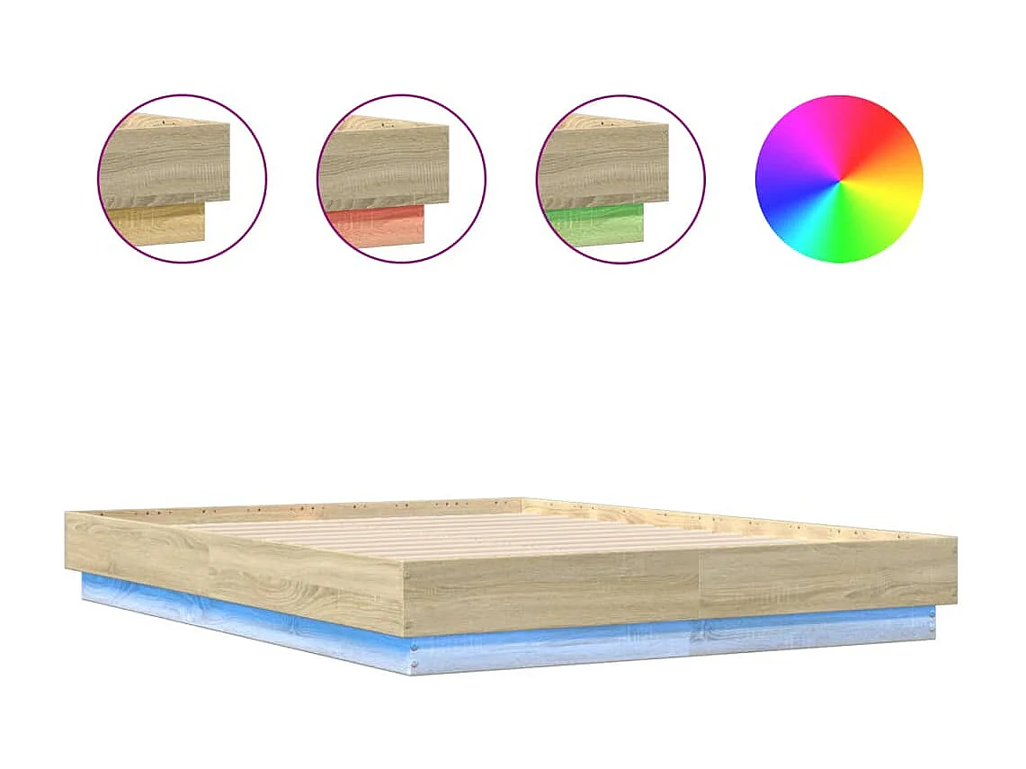 Bedframe met LED-verlichting sonoma eikenkleurig 120x190 cm BE190284